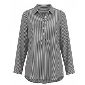 J. Jill Womens Black White Striped Rayon Roll Tab Sleeve Tunic Blouse Large